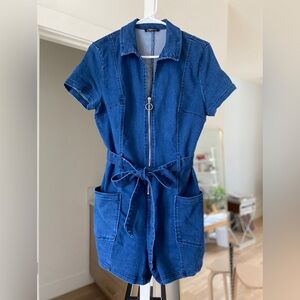 Blue Denim Short Sleeve Jumpsuit / Rompers